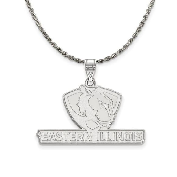 Sterling Silver Eastern Illinois U Large Pendant Necklace -...